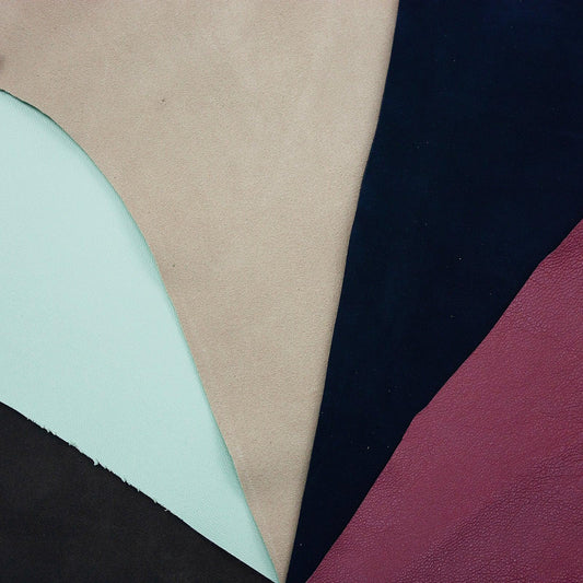 Lote 5 trozos de piel fina varios colores