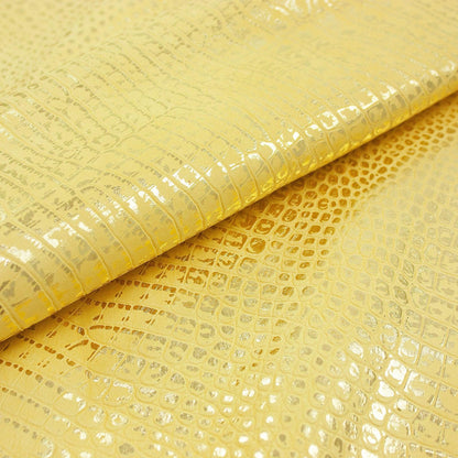 Trozo de piel grabado cocodrilo amarillo dorado - La Tendeta del Cuero