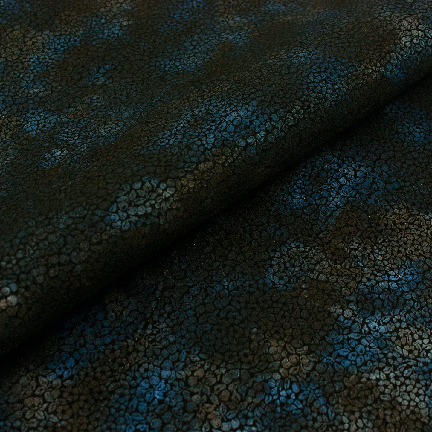 Piece of metallic floral fantasy leather