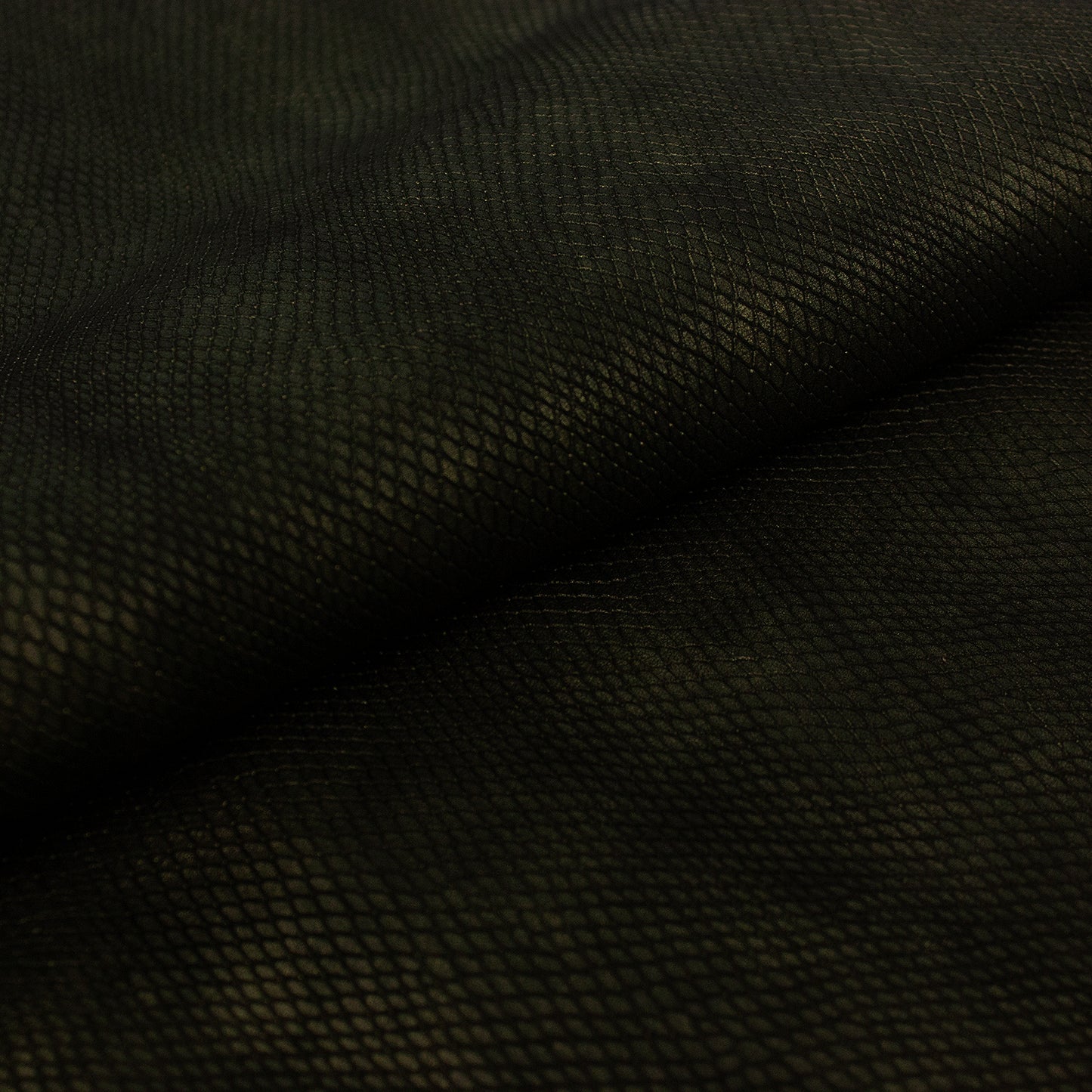 Piece of dark grey metallic snake embossed leather