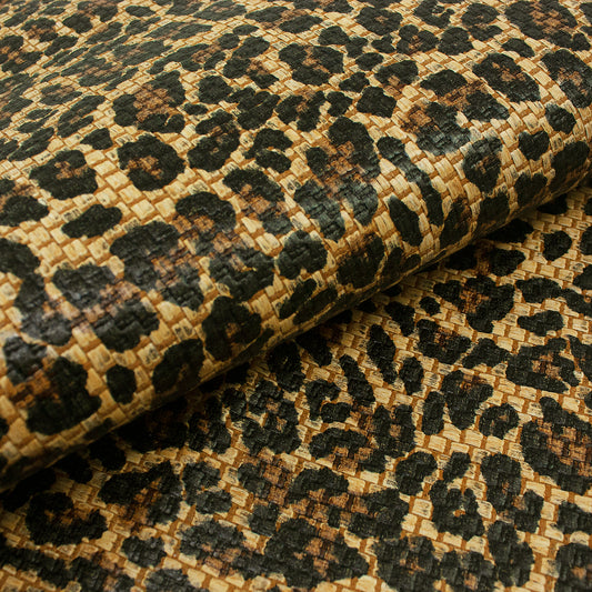 Trozo de tejido rafia leopardo