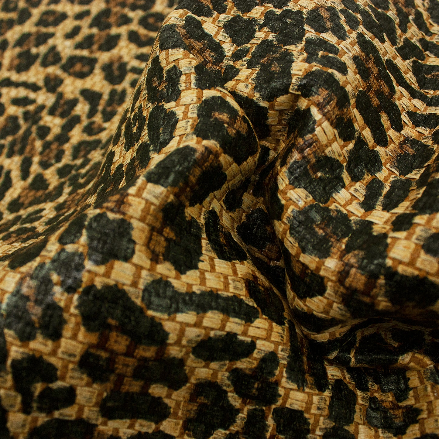Trozo de tejido rafia leopardo