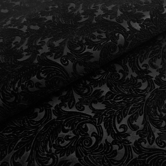 Trozo de tejido castellano terciopelo negro