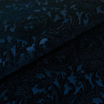 Trozo de tejido castellano terciopelo azul oscuro - La Tendeta del Cuero