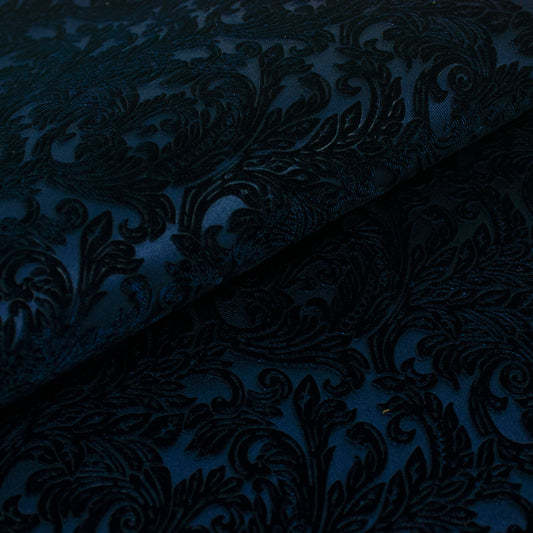 Trozo de tejido castellano terciopelo azul oscuro