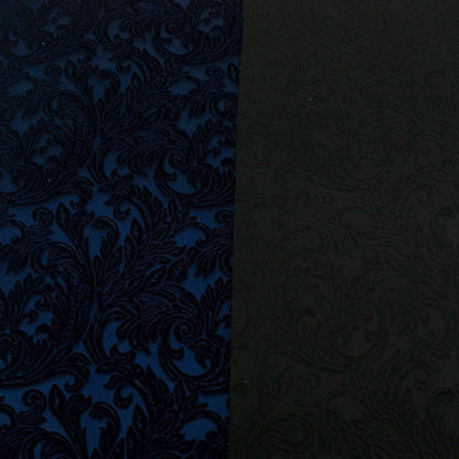 Trozo de tejido castellano terciopelo azul oscuro - La Tendeta del Cuero