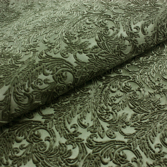 Trozo de tejido castellano terciopelo gris verdoso