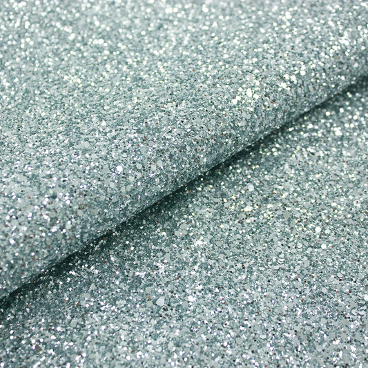 Trozo de tejido purpurina plata