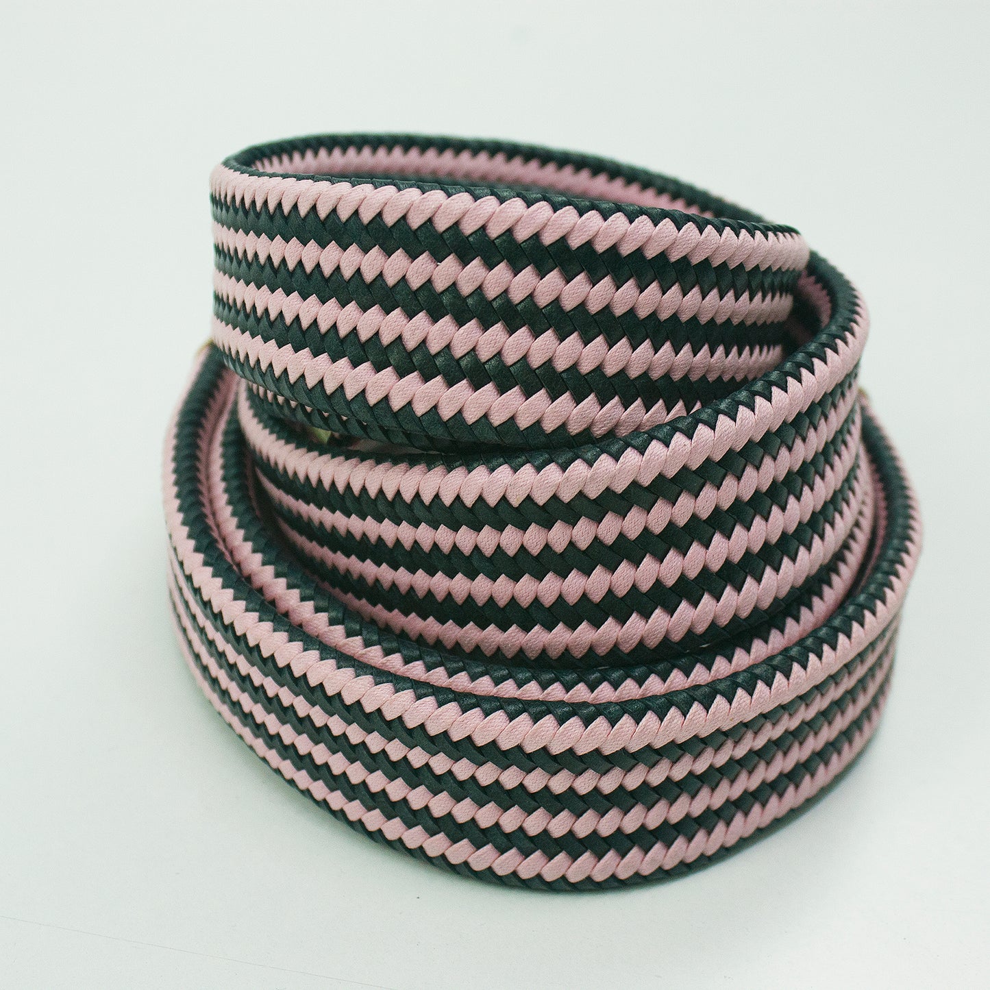 Tiras trenzadas elasticas rosa - gris oscuro