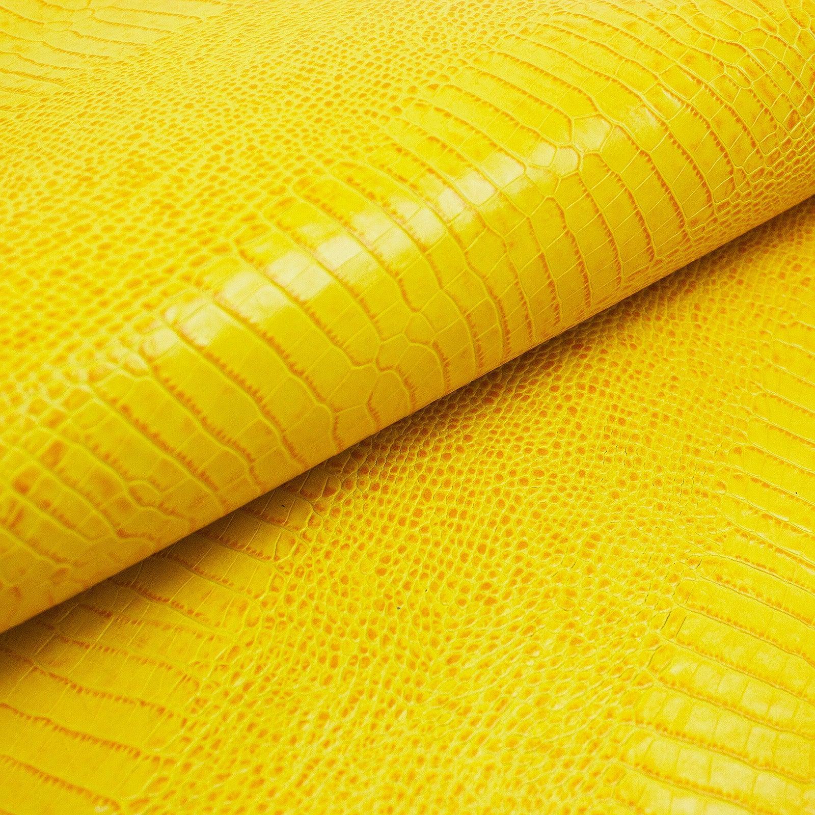 Piel de grabado cocodrilo amarillo tonos naranjas - La Tendeta del Cuero
