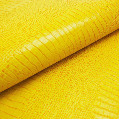 Trozo de piel grabado cocodrilo amarillo tonos naranjas - La Tendeta del Cuero