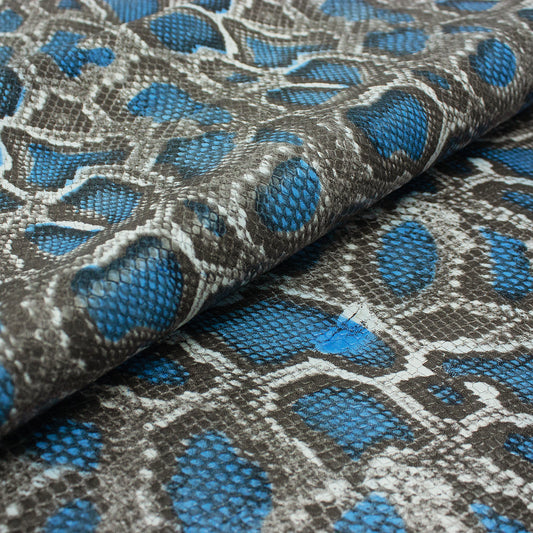 Piel de grabado serpiente gris manchas azules