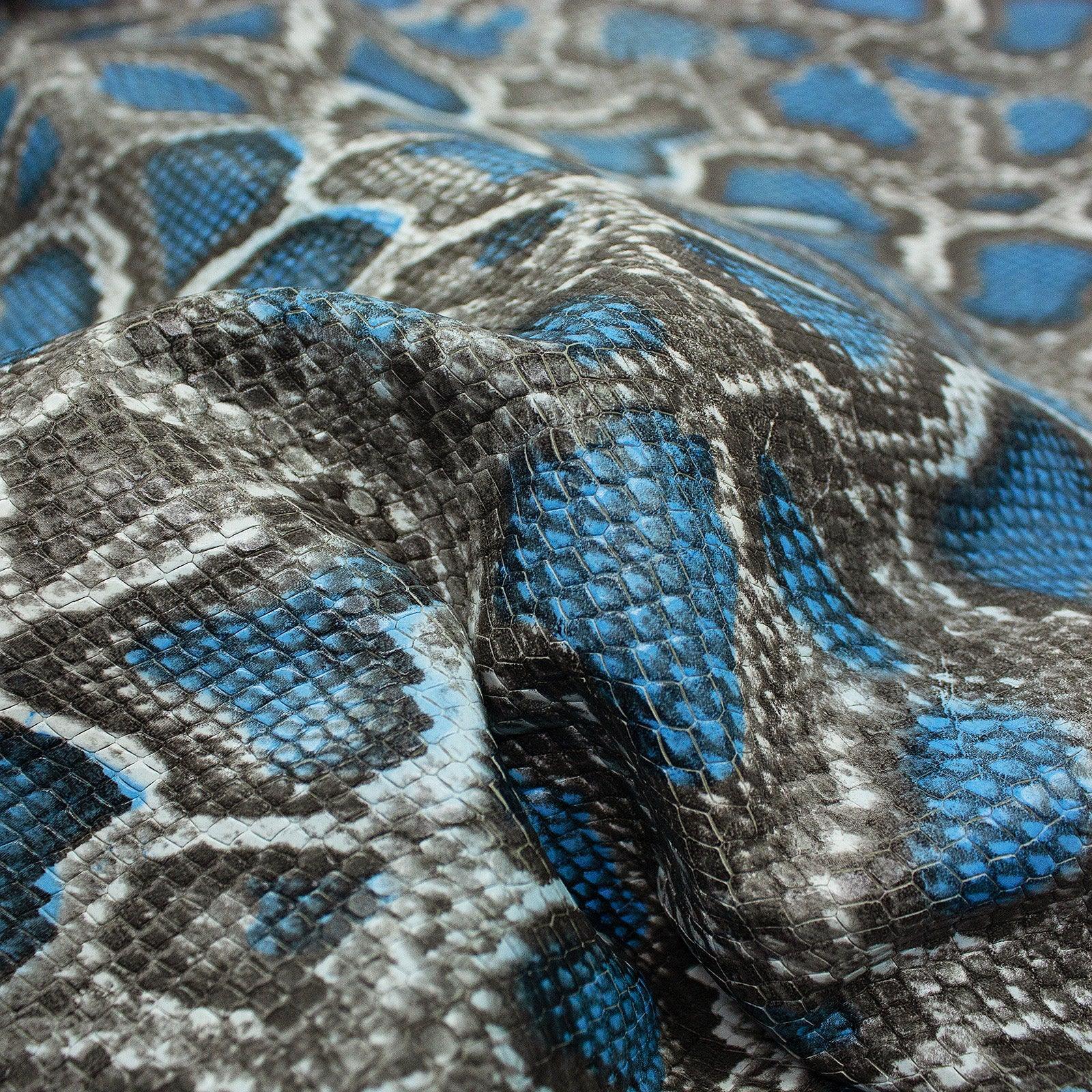 Piel de grabado serpiente gris manchas azules - La Tendeta del Cuero