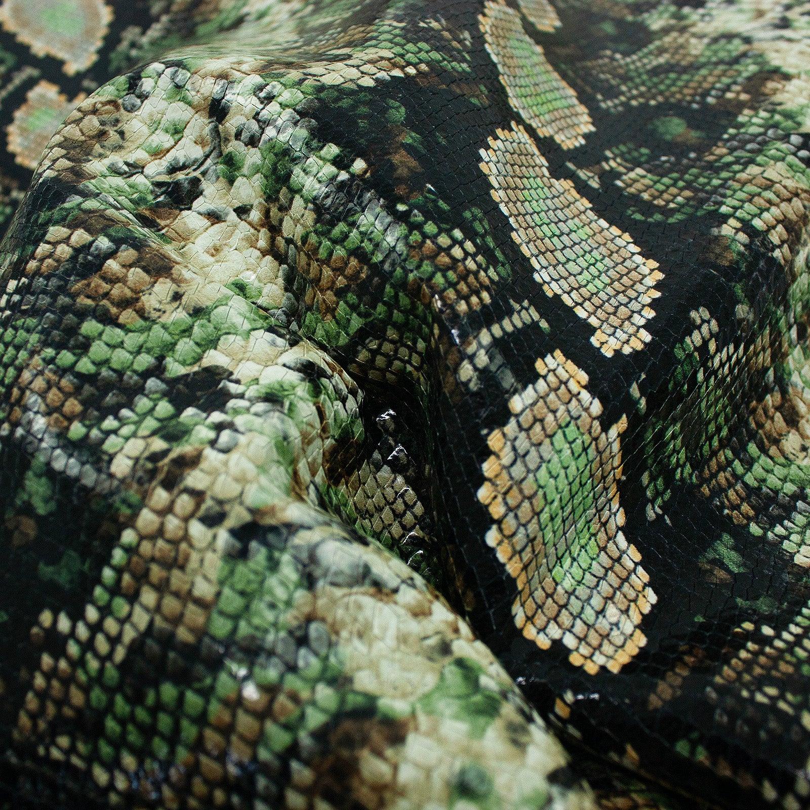 Piel de grabado serpiente piton tonos verdes - La Tendeta del Cuero