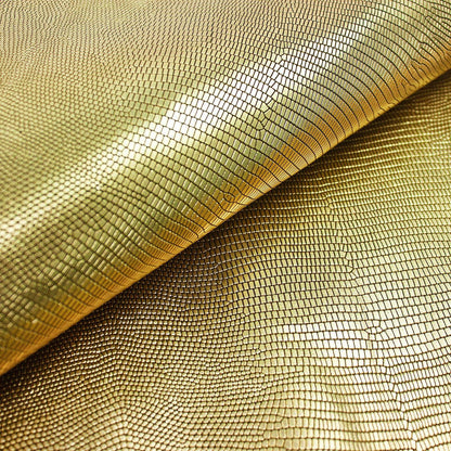 Trozo de piel grabado lagarto oro - La Tendeta del Cuero