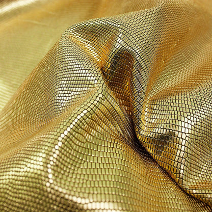 Trozo de piel grabado lagarto oro - La Tendeta del Cuero