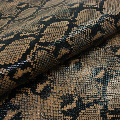 Trozo de piel grabado serpiente marron - negro - La Tendeta del Cuero