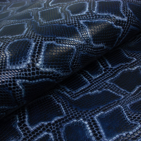 Piel de grabado serpiente azul jeans