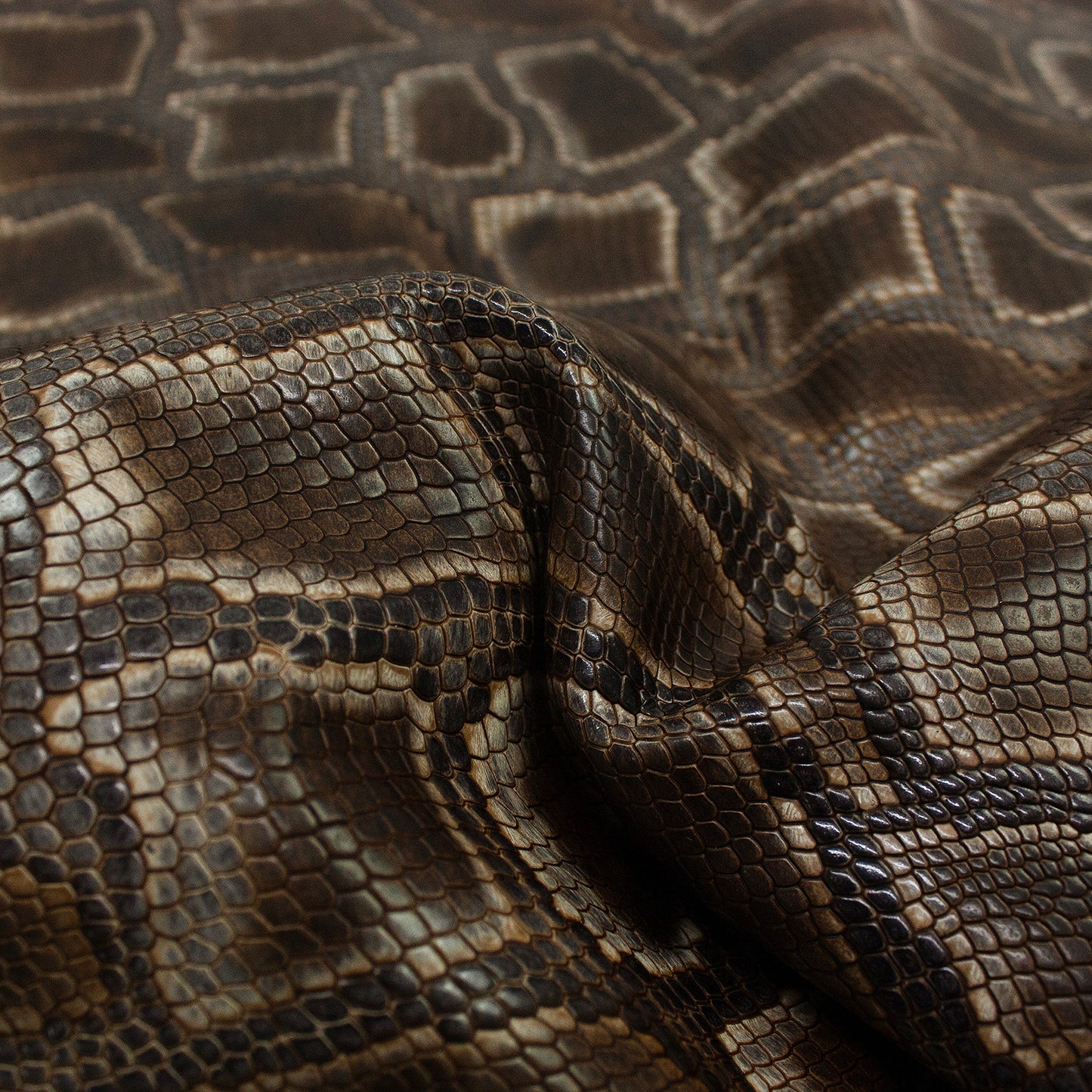 Piel de grabado serpiente marron