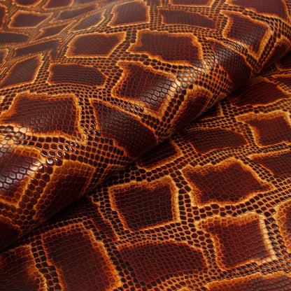 Piel de grabado serpiente naranja envejecido - La Tendeta del Cuero