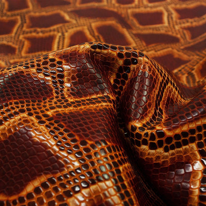 Piel de grabado serpiente naranja envejecido - La Tendeta del Cuero