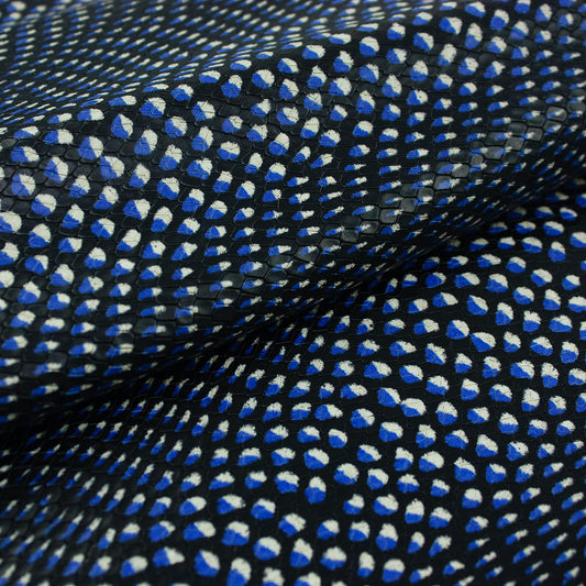 Trozo de piel grabado serpiente azul - blanco