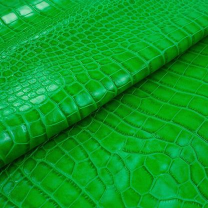 Piel de grabado cocodrilo verde - La Tendeta del Cuero