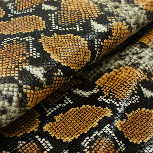 Trozo de piel grabado serpiente miel - beige