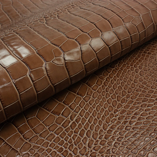 Piel de grabado cocodrilo marron arcilla