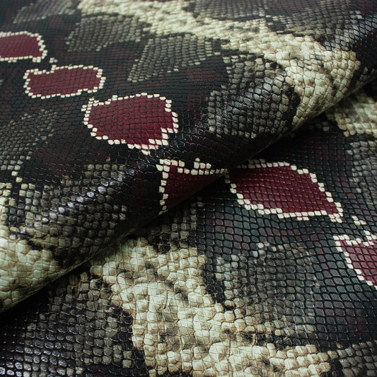 Trozo de piel grabado serpiente piton gris mancha burdeos