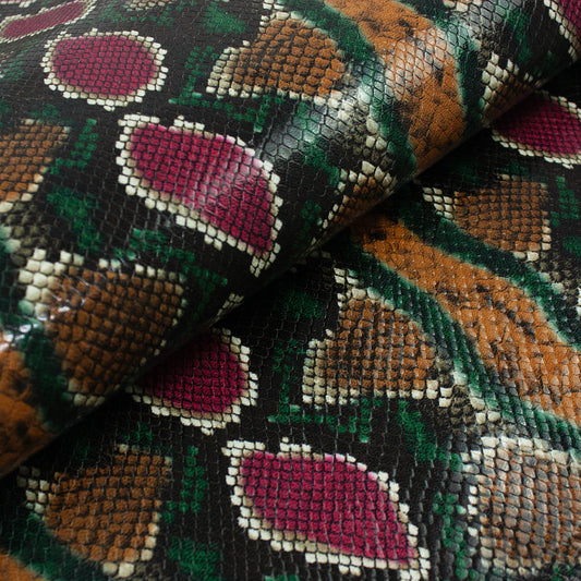 Trozo de piel grabado serpiente muticolor