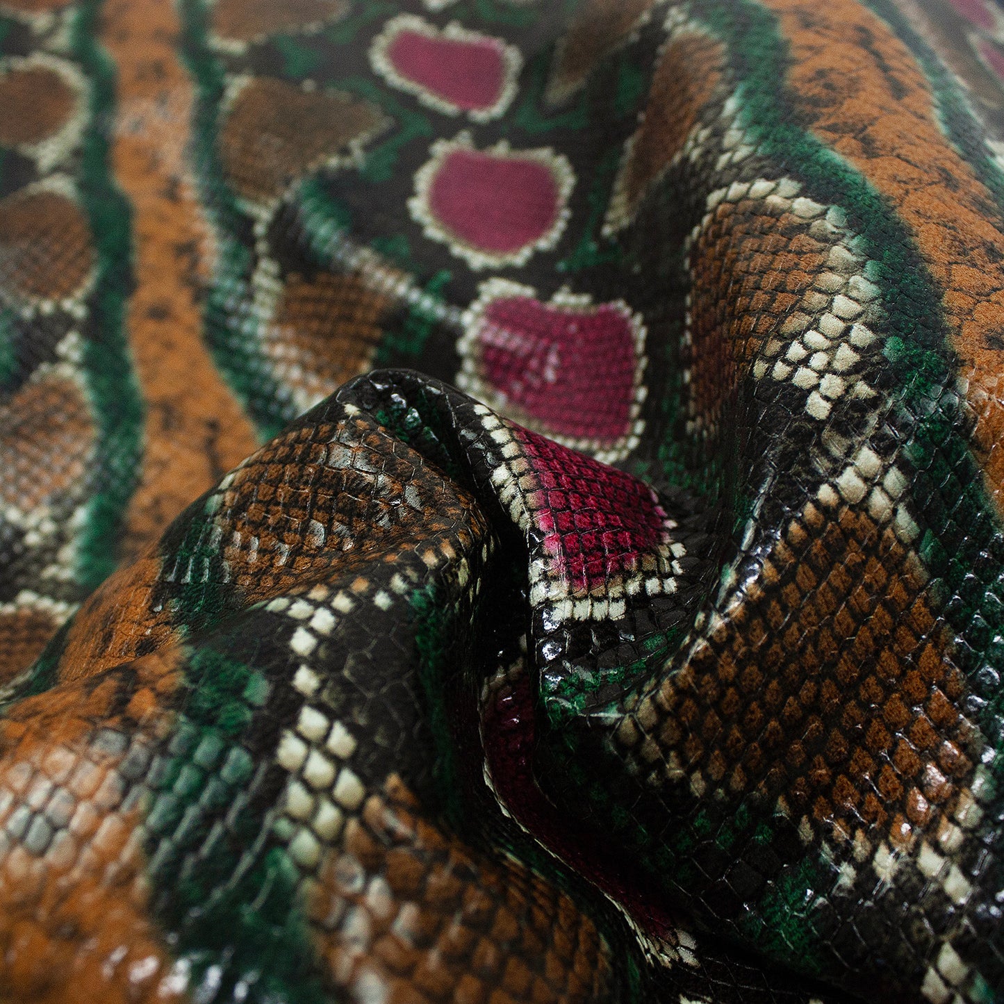 Trozo de piel grabado serpiente muticolor