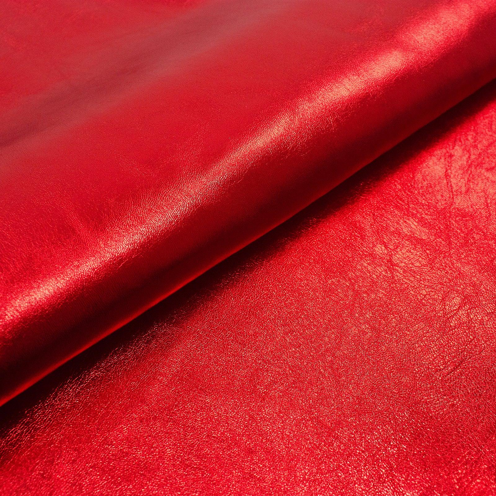 Trozo de piel cabra laminada rojo - La Tendeta del Cuero