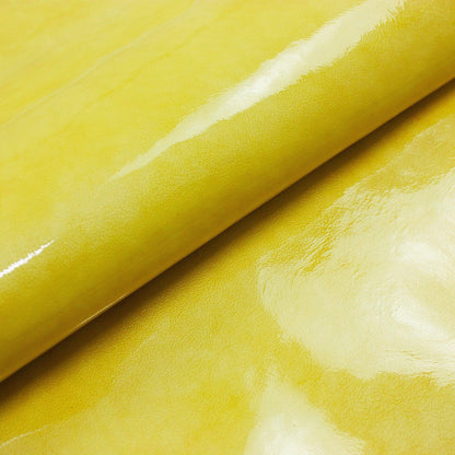 Trozo de piel charol arrugado amarillo envejecido - La Tendeta del Cuero