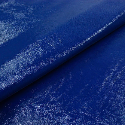Trozo de piel charol arrugado azul electrico - La Tendeta del Cuero
