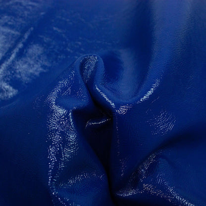 Trozo de piel charol arrugado azul electrico - La Tendeta del Cuero