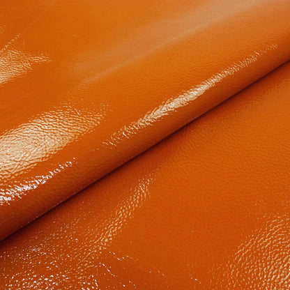 Trozo de piel charol arrugado naranja - La Tendeta del Cuero
