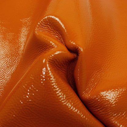 Trozo de piel charol arrugado naranja - La Tendeta del Cuero