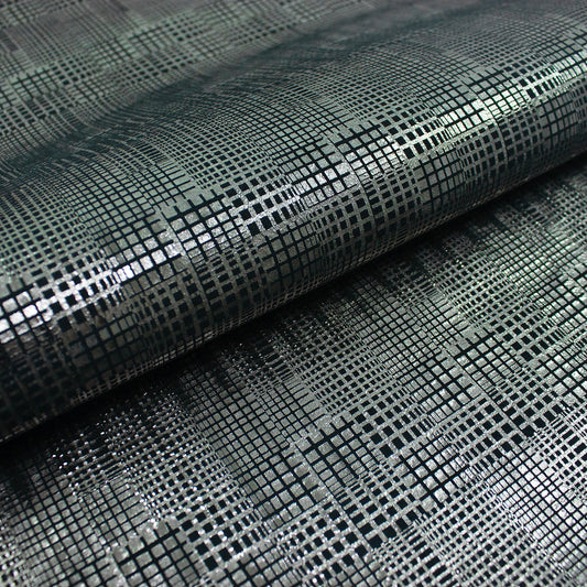 Trozo de piel fantasia cuadros plata