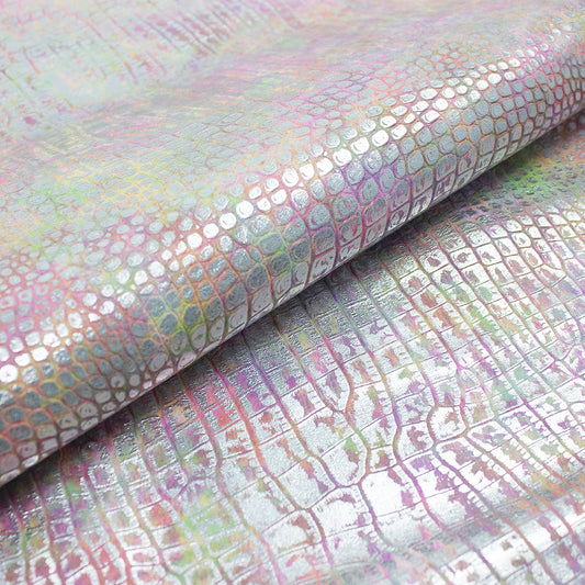 Trozo de piel grabado cocodrilo multicolor