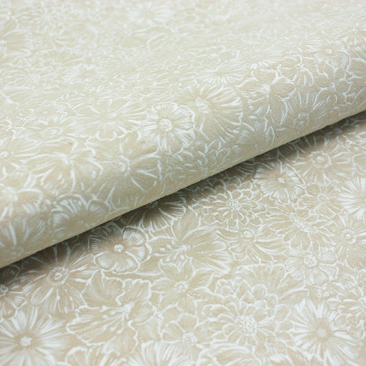 Trozo de piel fantasia floral beige