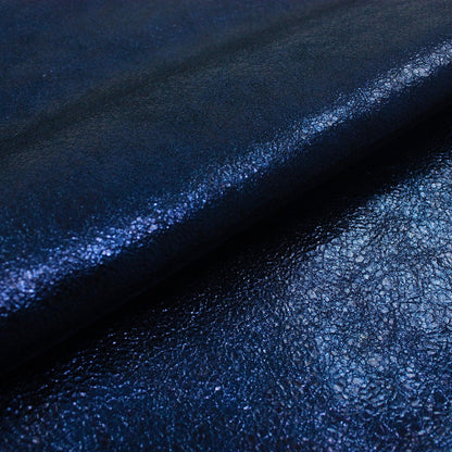 Piel de fantasia arrugada azul metalizado