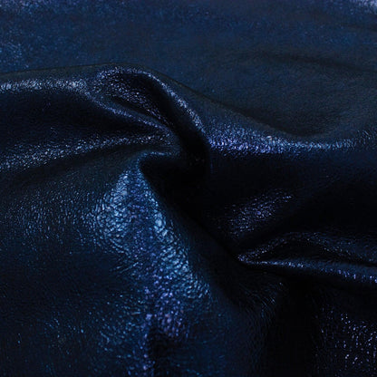 Piel de fantasia arrugada azul metalizado