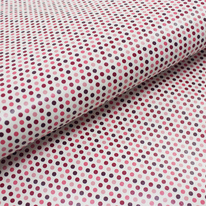 Piece of fantasy red polka dot leather