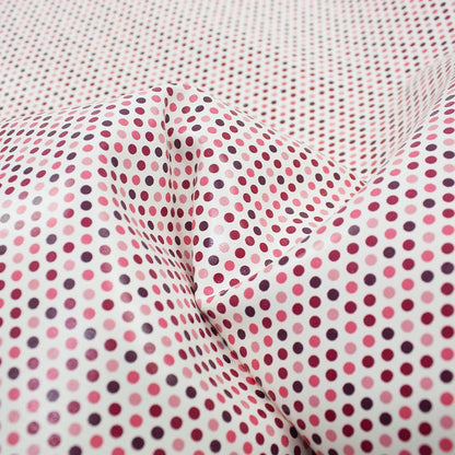 Piece of fantasy red polka dot leather