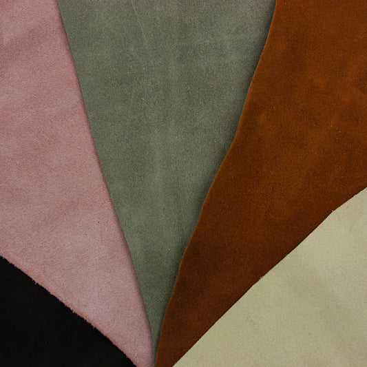 Lote 5 trozos de serraje varios colores