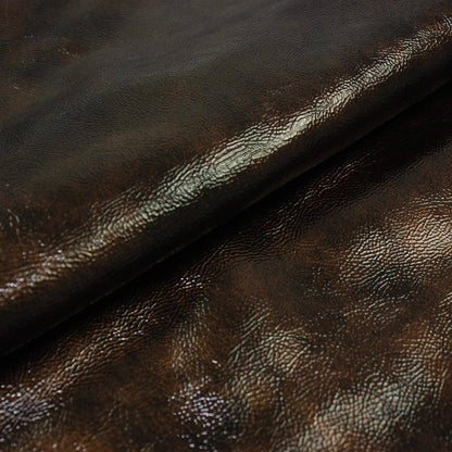 Aged bronze crinkled patent leather