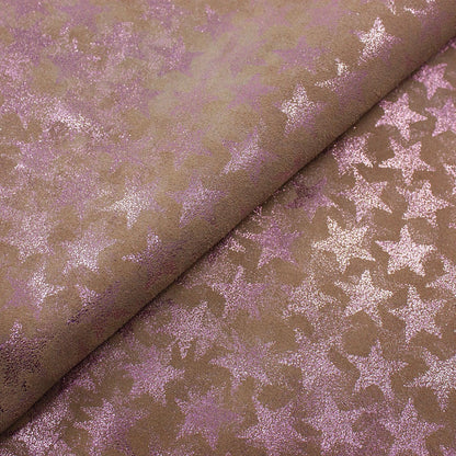 Piece of fantasy glittery pink star leather