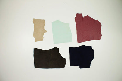Lot of 5 pieces of fine leather in various colors