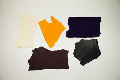Lot of 5 pieces of fine leather in various colors